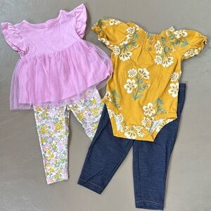 12 month girls outfits (lot of 2) Purple, Florals, Jeans